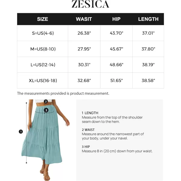 imageZESICA Womens 2024 Summer Plaid Flower Print Elastic High Waist Flowy A Line Maxi Skirt with PocketsSage