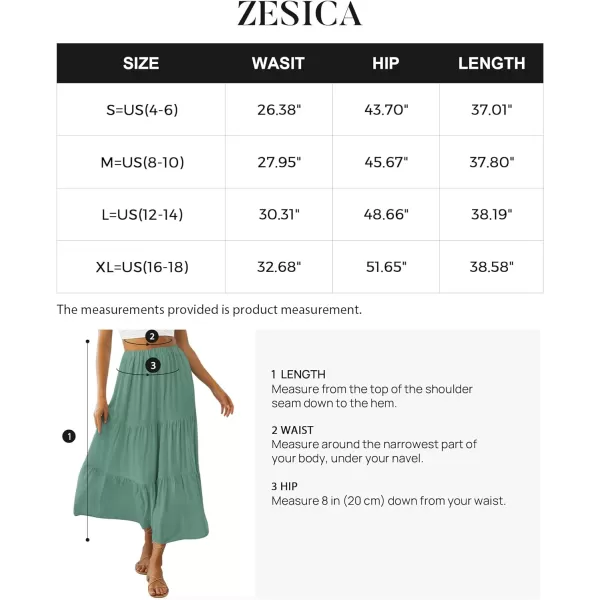 imageZESICA Womens 2024 Summer Plaid Flower Print Elastic High Waist Flowy A Line Maxi Skirt with PocketsSolidgreen