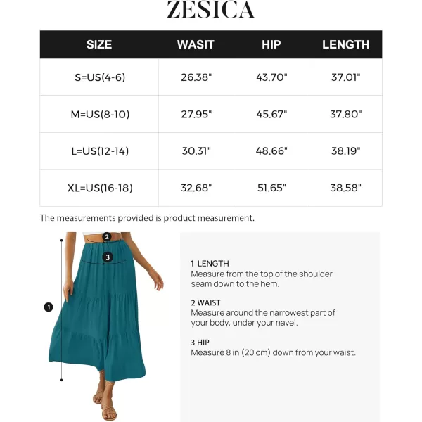 imageZESICA Womens 2024 Summer Plaid Flower Print Elastic High Waist Flowy A Line Maxi Skirt with PocketsTeal