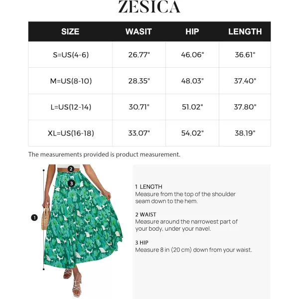 imageZESICA Womens 2024 Summer Plaid Flower Print Elastic High Waist Flowy A Line Maxi Skirt with PocketsViridis