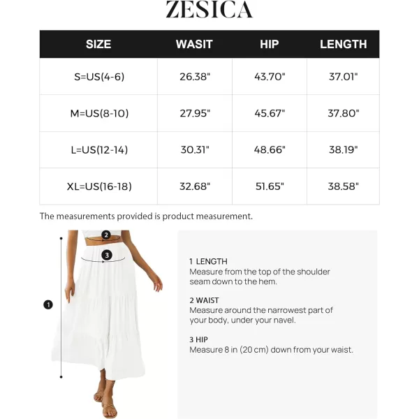 imageZESICA Womens 2024 Summer Plaid Flower Print Elastic High Waist Flowy A Line Maxi Skirt with PocketsWhite