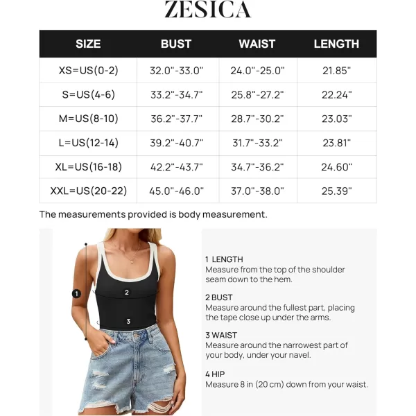 imageZESICA Womens 2024 Summer Ribbed Color Block Tank Tops Casual Knit Scoop Neck Sleeveless ShirtsBlack