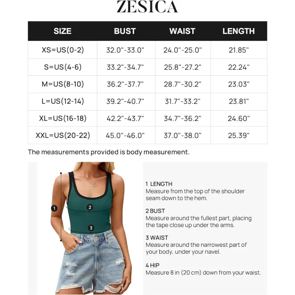 imageZESICA Womens 2024 Summer Ribbed Color Block Tank Tops Casual Knit Scoop Neck Sleeveless ShirtsDark Green