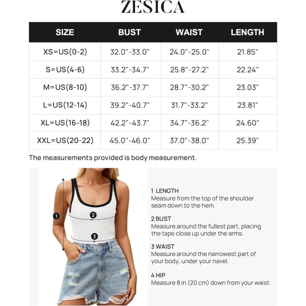 imageZESICA Womens 2024 Summer Ribbed Color Block Tank Tops Casual Knit Scoop Neck Sleeveless ShirtsWhite