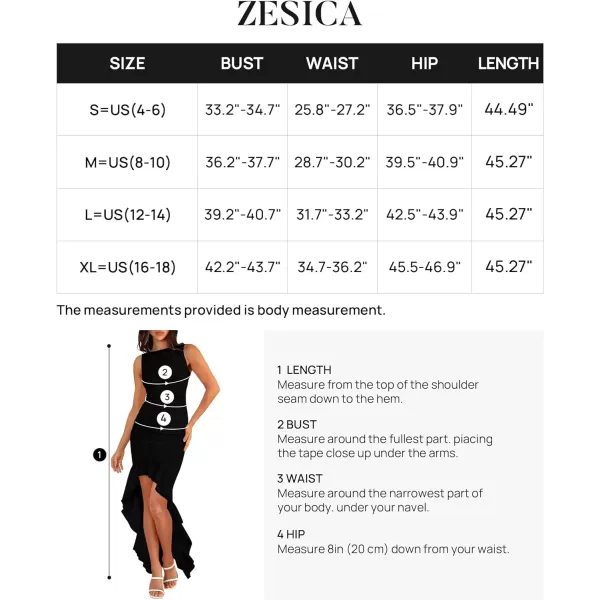 imageZESICA Womens 2024 Summer Ruched Bodycon Dress Sleeveless Backless Ruffle Mermaid Cocktail Wedding Party DressesBlack