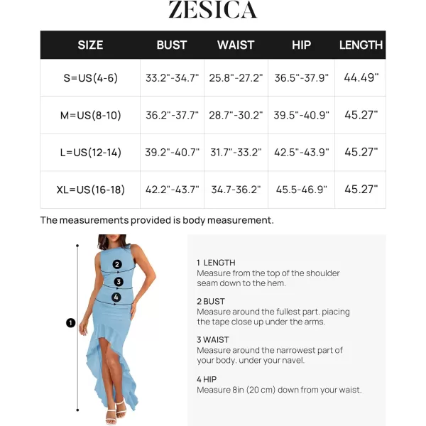 imageZESICA Womens 2024 Summer Ruched Bodycon Dress Sleeveless Backless Ruffle Mermaid Cocktail Wedding Party DressesBlue