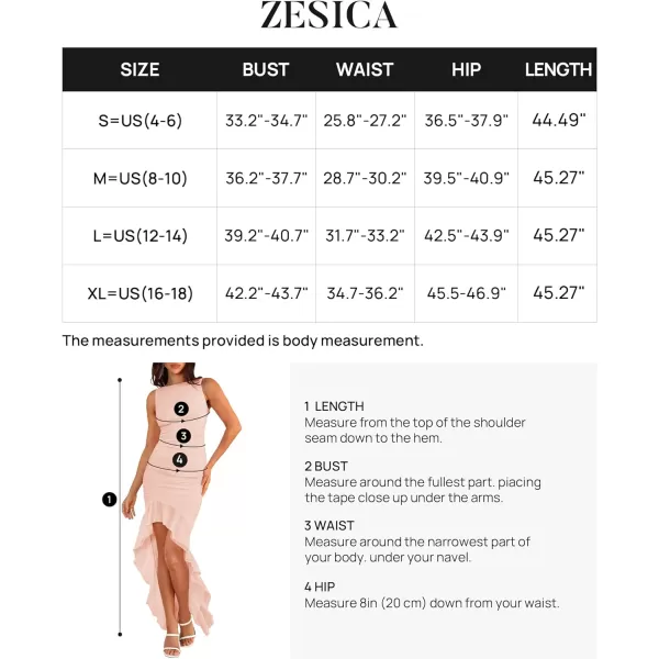 imageZESICA Womens 2024 Summer Ruched Bodycon Dress Sleeveless Backless Ruffle Mermaid Cocktail Wedding Party DressesPink