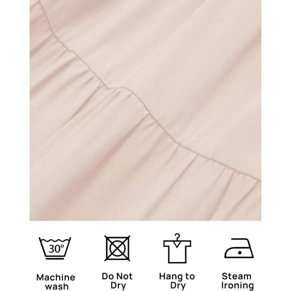 imageZESICA Womens 2024 Summer Ruffle Cap Sleeve Crewneck Casual Loose Flowy Pleated Tiered Midi Dresses with PocketsApricot