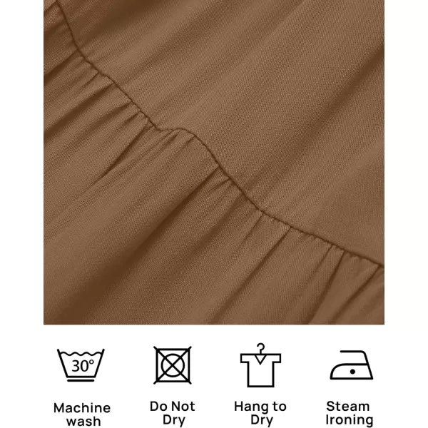 imageZESICA Womens 2024 Summer Ruffle Cap Sleeve Crewneck Casual Loose Flowy Pleated Tiered Midi Dresses with PocketsCoffee