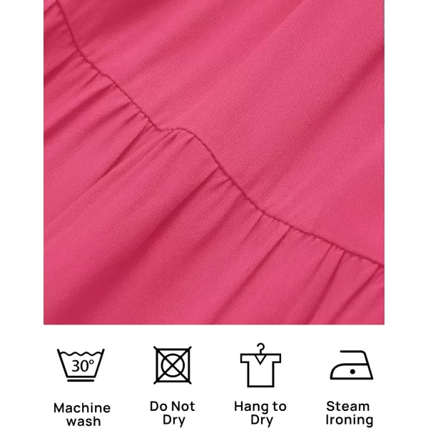 imageZESICA Womens 2024 Summer Ruffle Cap Sleeve Crewneck Casual Loose Flowy Pleated Tiered Midi Dresses with PocketsHotpink