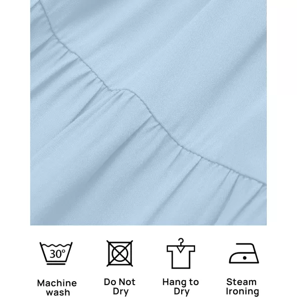 imageZESICA Womens 2024 Summer Ruffle Cap Sleeve Crewneck Casual Loose Flowy Pleated Tiered Midi Dresses with PocketsLightblue