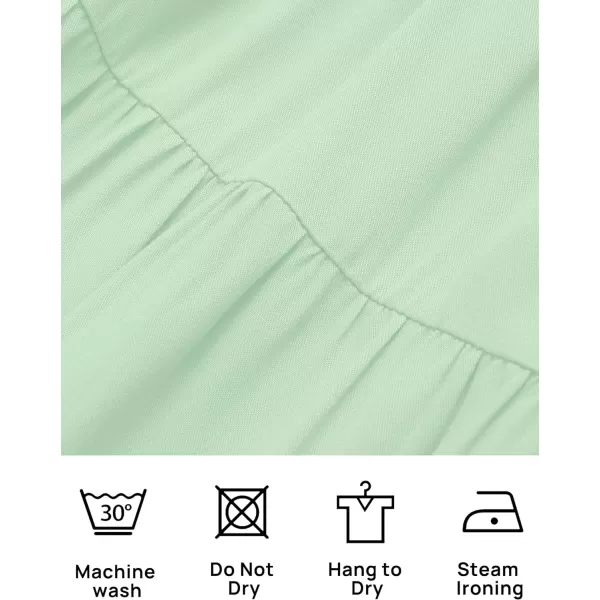 imageZESICA Womens 2024 Summer Ruffle Cap Sleeve Crewneck Casual Loose Flowy Pleated Tiered Midi Dresses with PocketsLightgreen