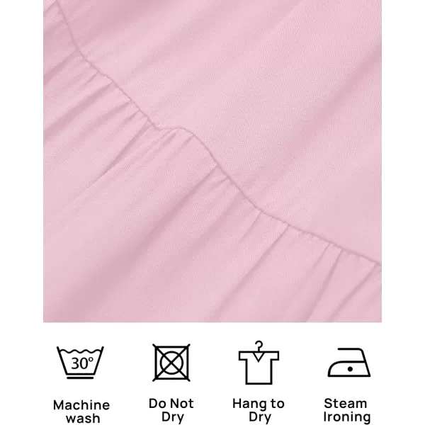 imageZESICA Womens 2024 Summer Ruffle Cap Sleeve Crewneck Casual Loose Flowy Pleated Tiered Midi Dresses with PocketsLightpink