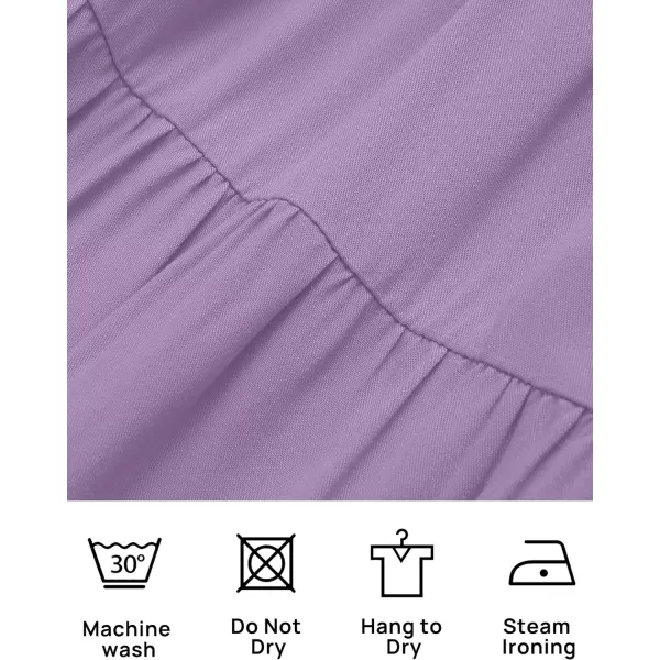 imageZESICA Womens 2024 Summer Ruffle Cap Sleeve Crewneck Casual Loose Flowy Pleated Tiered Midi Dresses with PocketsPurple