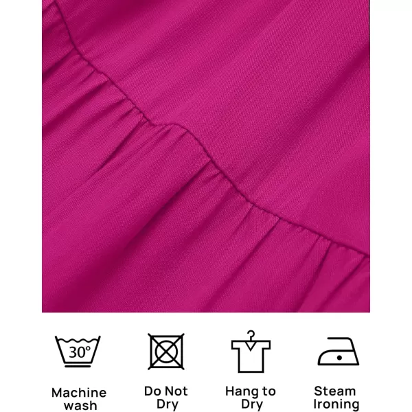 imageZESICA Womens 2024 Summer Ruffle Cap Sleeve Crewneck Casual Loose Flowy Pleated Tiered Midi Dresses with PocketsRose