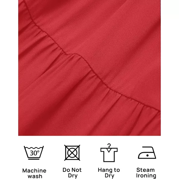 imageZESICA Womens 2024 Summer Ruffle Cap Sleeve Crewneck Casual Loose Flowy Pleated Tiered Midi Dresses with PocketsWatermelon