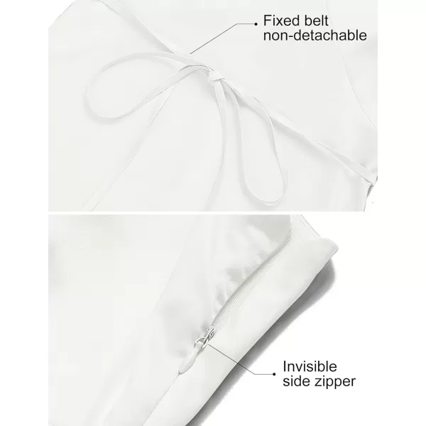 imageZESICA Womens 2024 Summer Satin V Neck Sleeveless Backless Tie Waist Silky Cocktail Club Party Mini DressCream