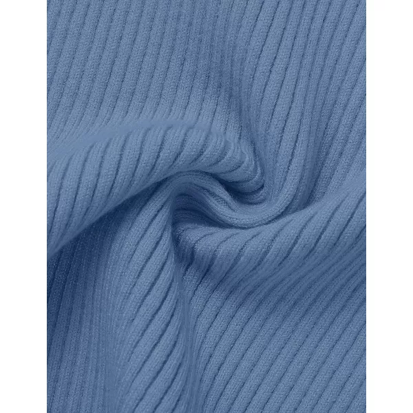 imageZESICA Womens 2024 Summer Short Sleeve Crewneck T Shirt Ribbed Knit Slim Fit Color Block Basic Tees TopsDustyblue
