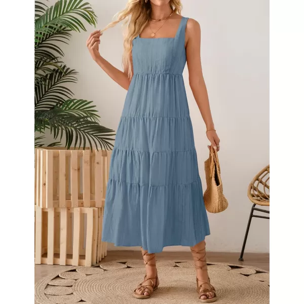 imageZESICA Womens 2024 Summer Sleeveless Dress Casual Backless Loose Flowy Tiered Sundress Beach Cover up Tank DressesDusty Blue