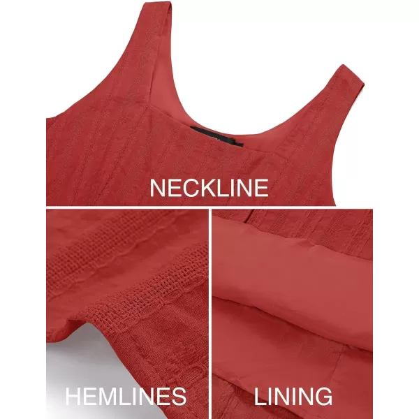 imageZESICA Womens 2024 Summer Sleeveless Dress Casual Backless Loose Flowy Tiered Sundress Beach Cover up Tank DressesRed