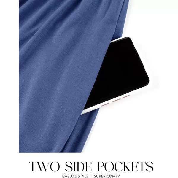 imageZESICA Womens 2024 Summer Sleeveless Dress Square Neck Pleated Tiered Swing Casual Maxi Dresses with PocketsDustyblue