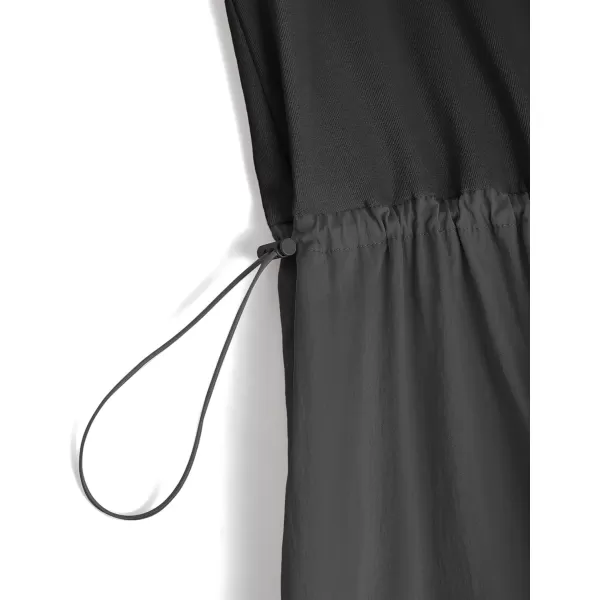 imageZESICA Womens 2024 Summer Sleeveless Midi Dress Casual Crewneck Drawstring High Waist Flowy Tiered Long DressesBlack