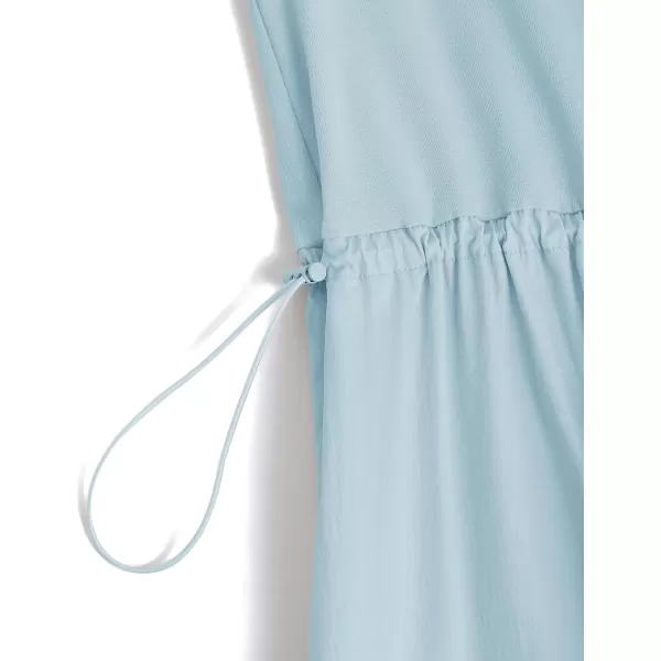 imageZESICA Womens 2024 Summer Sleeveless Midi Dress Casual Crewneck Drawstring High Waist Flowy Tiered Long DressesBlue