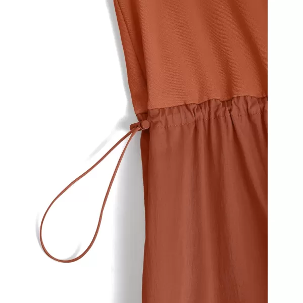 imageZESICA Womens 2024 Summer Sleeveless Midi Dress Casual Crewneck Drawstring High Waist Flowy Tiered Long DressesBrick Red