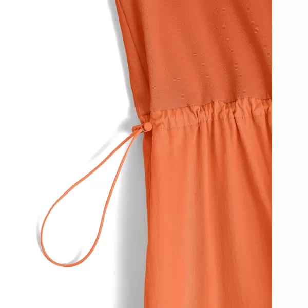 imageZESICA Womens 2024 Summer Sleeveless Midi Dress Casual Crewneck Drawstring High Waist Flowy Tiered Long DressesOrange
