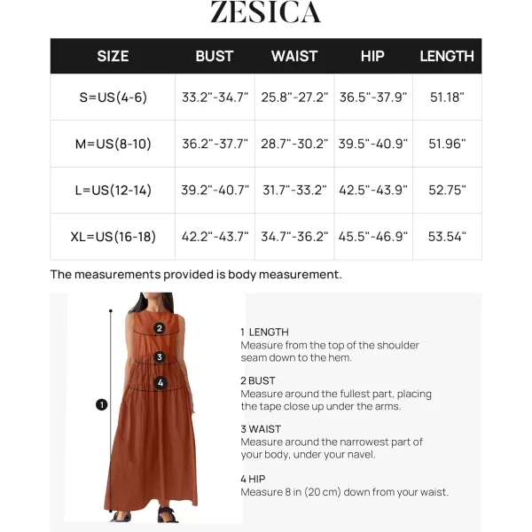 imageZESICA Womens 2024 Summer Sleeveless Midi Dress Casual Crewneck Drawstring Waist Flowy Long Dresses with PocketsBrick Red