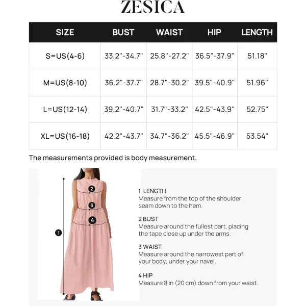 imageZESICA Womens 2024 Summer Sleeveless Midi Dress Casual Crewneck Drawstring Waist Flowy Long Dresses with PocketsDusty Pink