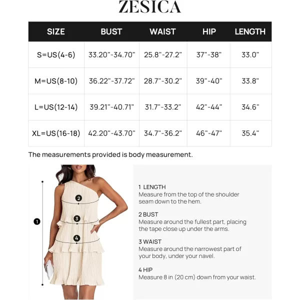 imageZESICA Womens 2024 Summer Sleeveless Mini Dress Boho One Shoulder Ruffle Tiered Layered Chiffon Flowy A Line DressesApricot