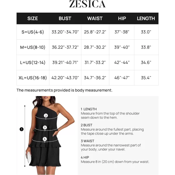 imageZESICA Womens 2024 Summer Sleeveless Mini Dress Boho One Shoulder Ruffle Tiered Layered Chiffon Flowy A Line DressesDarkblack