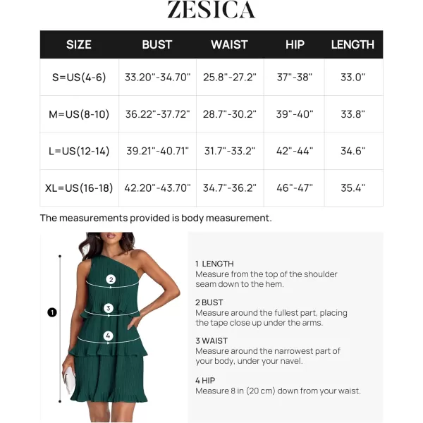 imageZESICA Womens 2024 Summer Sleeveless Mini Dress Boho One Shoulder Ruffle Tiered Layered Chiffon Flowy A Line DressesDarkgreen