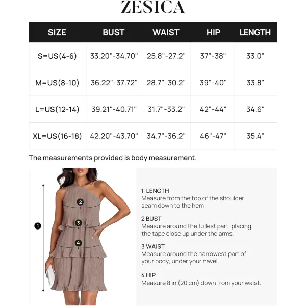 imageZESICA Womens 2024 Summer Sleeveless Mini Dress Boho One Shoulder Ruffle Tiered Layered Chiffon Flowy A Line DressesLightkhaki