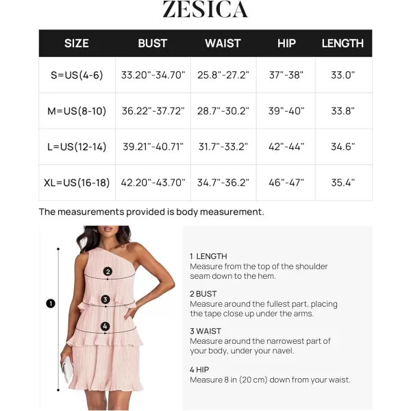 imageZESICA Womens 2024 Summer Sleeveless Mini Dress Boho One Shoulder Ruffle Tiered Layered Chiffon Flowy A Line DressesPink