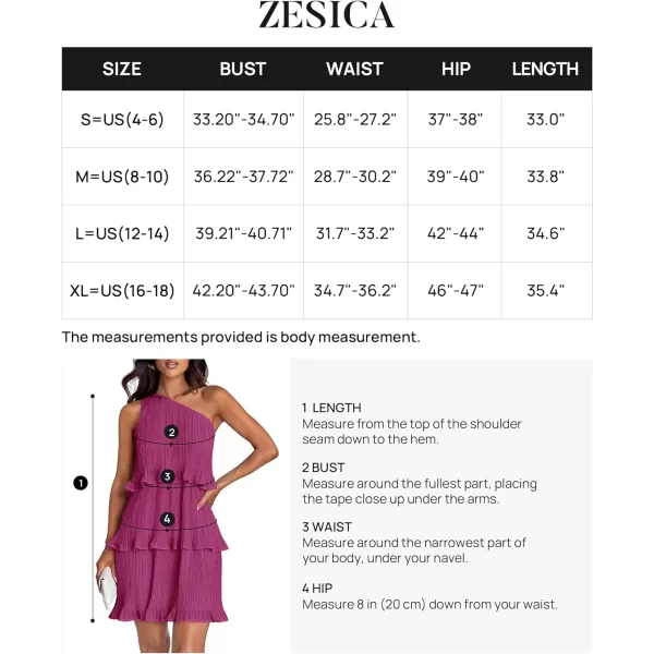 imageZESICA Womens 2024 Summer Sleeveless Mini Dress Boho One Shoulder Ruffle Tiered Layered Chiffon Flowy A Line DressesRose