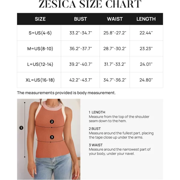 imageZESICA Womens 2024 Summer Sleeveless Tank Tops Ribbed High Neck Racerback Slim Fitted Color Block Casual ShirtsCoral