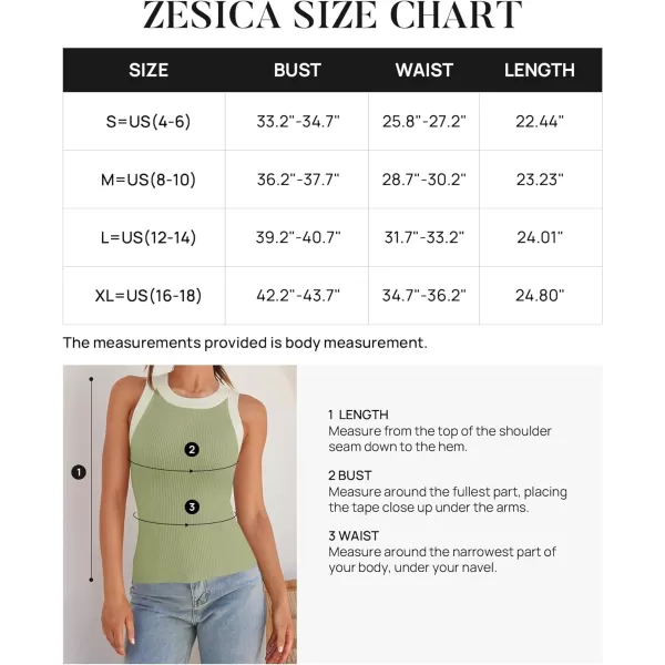 imageZESICA Womens 2024 Summer Sleeveless Tank Tops Ribbed High Neck Racerback Slim Fitted Color Block Casual ShirtsGreen