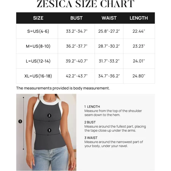imageZESICA Womens 2024 Summer Sleeveless Tank Tops Ribbed High Neck Racerback Slim Fitted Color Block Casual ShirtsGrey