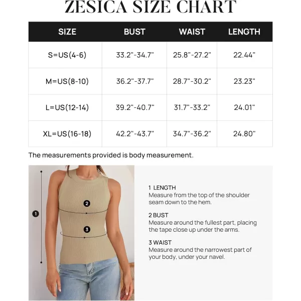 imageZESICA Womens 2024 Summer Sleeveless Tank Tops Ribbed High Neck Racerback Slim Fitted Color Block Casual ShirtsKhaki