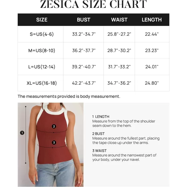 imageZESICA Womens 2024 Summer Sleeveless Tank Tops Ribbed High Neck Racerback Slim Fitted Color Block Casual ShirtsRed