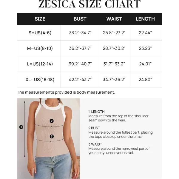 imageZESICA Womens 2024 Summer Sleeveless Tank Tops Ribbed High Neck Racerback Slim Fitted Color Block Casual ShirtsSand