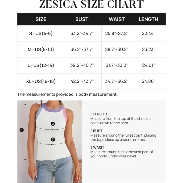 imageZESICA Womens 2024 Summer Sleeveless Tank Tops Ribbed High Neck Racerback Slim Fitted Color Block Casual ShirtsWhite