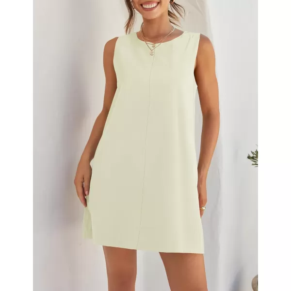 imageZESICA Womens 2024 Summer Sleeveless Tunic Mini Dress Casual Crew Neck Backless Sundress Loose Flowy Short Tank DressesApricot