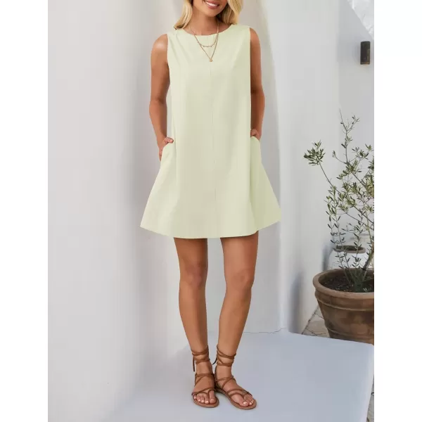 imageZESICA Womens 2024 Summer Sleeveless Tunic Mini Dress Casual Crew Neck Backless Sundress Loose Flowy Short Tank DressesApricot