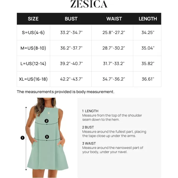 imageZESICA Womens 2024 Summer Sleeveless Tunic Mini Dress Casual Crew Neck Backless Sundress Loose Flowy Short Tank DressesSage