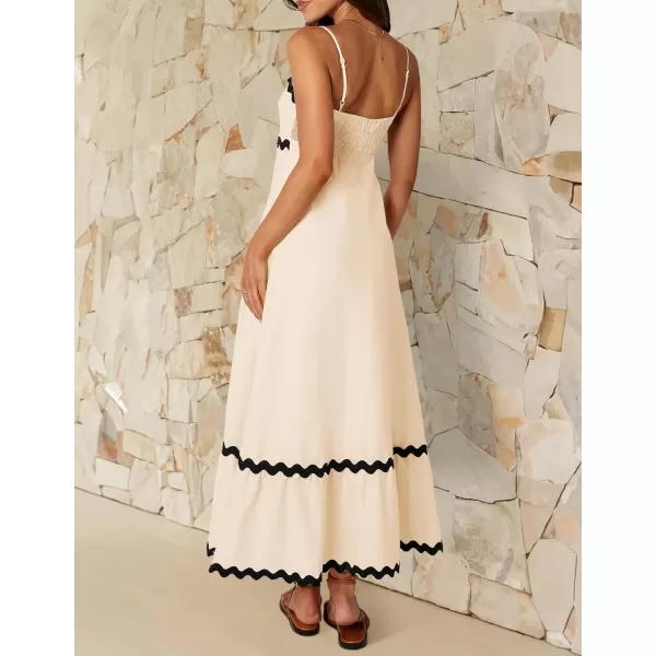 imageZESICA Womens 2024 Summer Spaghetti Straps Sleeveless Backless Sundress Flowy Smocked Lace Swing A Line Midi DressApricot