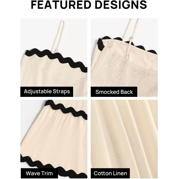 imageZESICA Womens 2024 Summer Spaghetti Straps Sleeveless Backless Sundress Flowy Smocked Lace Swing A Line Midi DressApricot