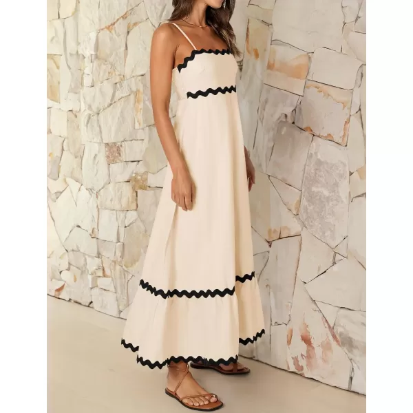 imageZESICA Womens 2024 Summer Spaghetti Straps Sleeveless Backless Sundress Flowy Smocked Lace Swing A Line Midi DressApricot